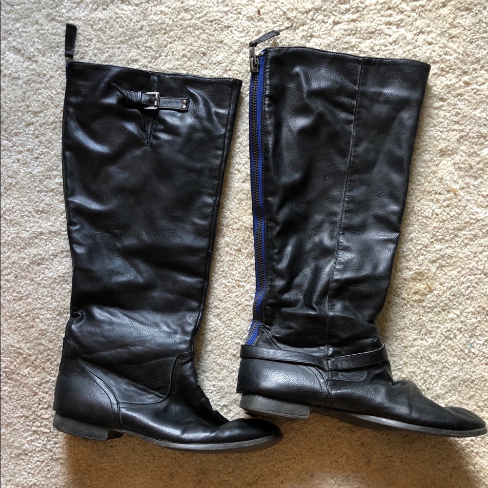 Black leather boots